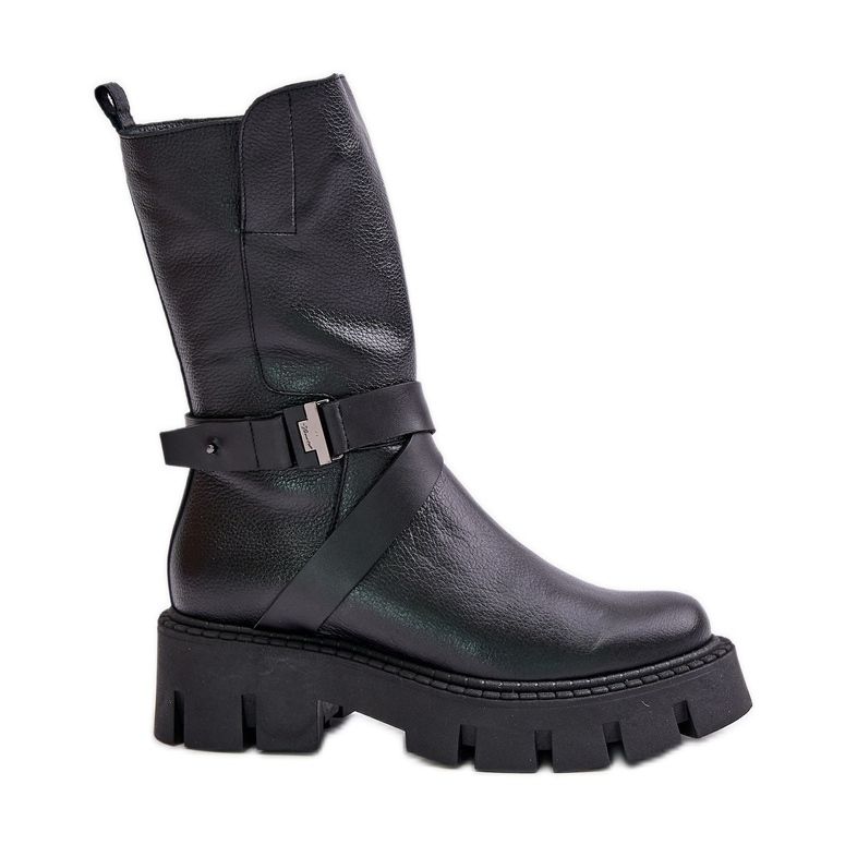 Isolierte Damenstiefel aus Naturleder Laura Messi 2859 Schwarz