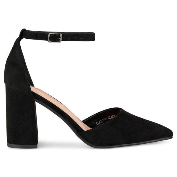 Schwarze Pumps mit hohem Absatz und Knöchelverschluss QA203B