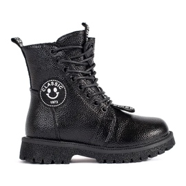 Schwarze Schnürstiefeletten mit Fellisolierung