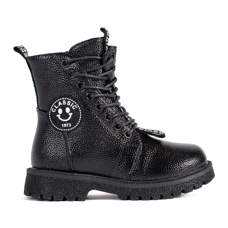 Schwarze Schnürstiefeletten mit Fellisolierung