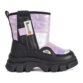 Gesteppte, glänzende Mädchen-Schneestiefel lila