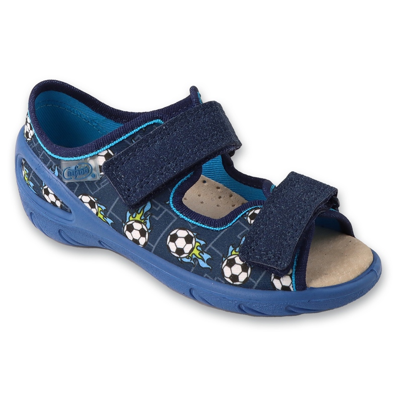 Befado Kinder-Sandalen mit Klettverschluss und Ledereinsatz 063X020 Marineblau