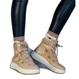 Rosemarie beige Stiefeletten mit dicker Sohle