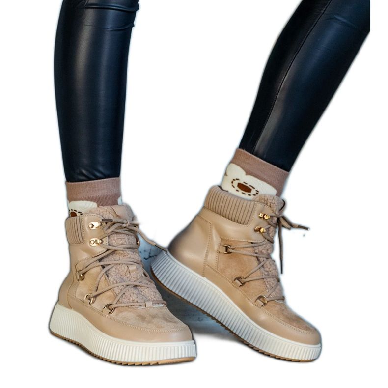 Rosemarie beige Stiefeletten mit dicker Sohle