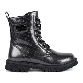 Schwarze Schnürstiefeletten aus Lackleder für Mädchen