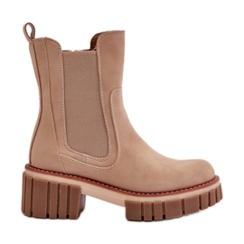 Beige isolierte Chelsea-Stiefel mit Reißverschluss von Linneviae