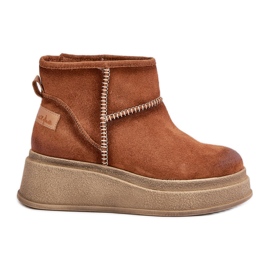 Leder-Wildleder-Schneestiefel mit Plateau und Keilabsatz Braun Maciejka 06769-29 Braun