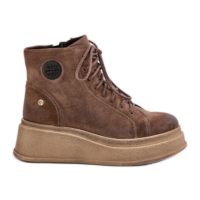 Wildleder-Stiefeletten auf massivem Plateau Maciejka 06309-02 Dunkelbraun