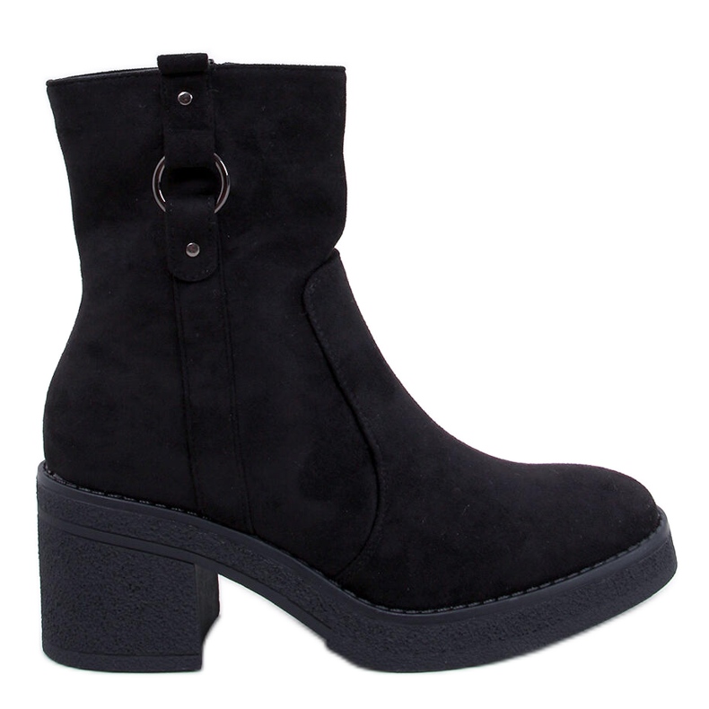 Cooke Schwarze Stiefeletten mit weitem Absatz