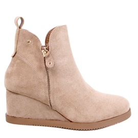 Paxten Khakifarbene Wildleder-Keilstiefeletten beige