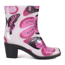 Gummistiefel mit Schmetterlingsmuster und hohem Absatz mehrfarbig