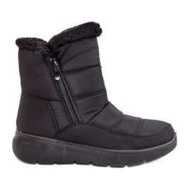 Schwarze Dritane Damen-Schneestiefel mit Reißverschluss und Fell