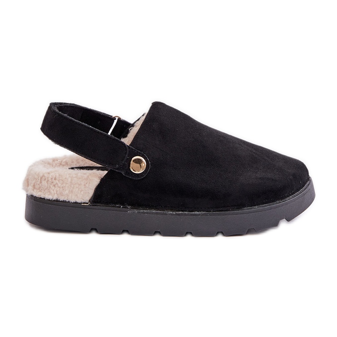 Damen-Plateau-Hausschuhe, gefüttert mit Fell, Schaffell-Typ, Schwarz von Sanilora