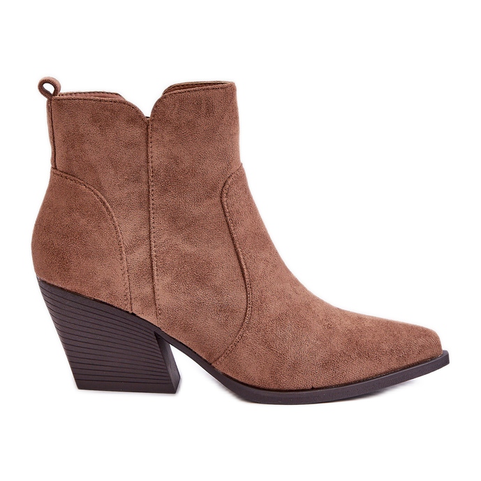 Isolierte Cowboystiefel aus Öko-Wildleder mit Reißverschluss, braunes Virtris