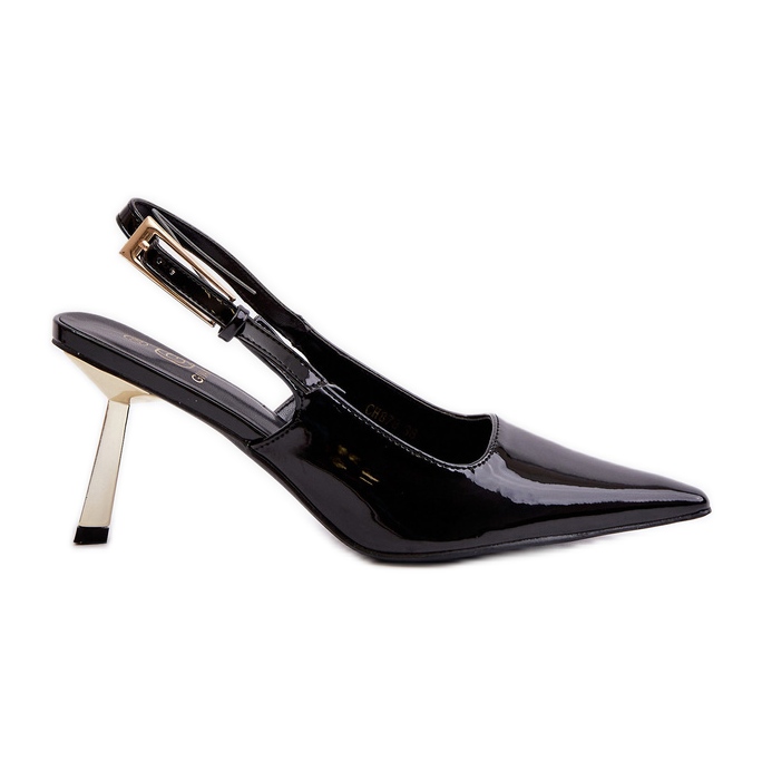 Lack-High-Heels mit offenem Absatz, Black Filona schwarz