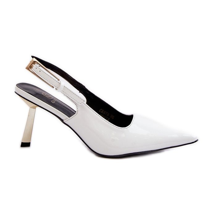 Weiße Filona-Lack-High-Heels mit offenem Absatz