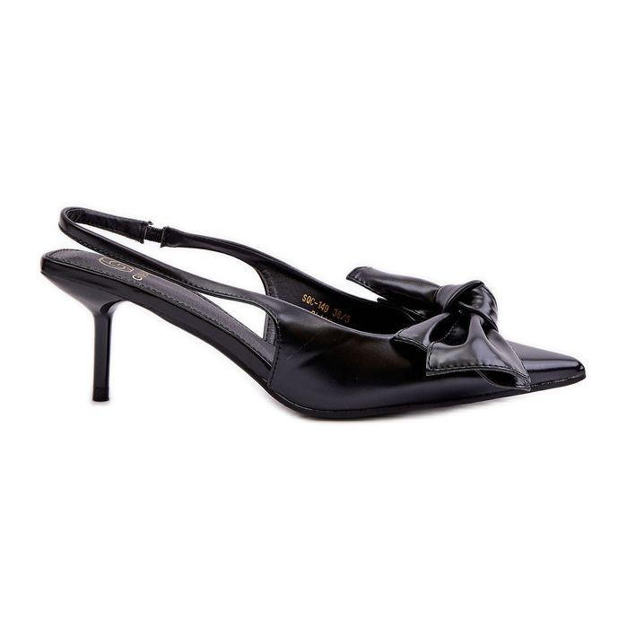 Schwarze High Heels aus Öko-Leder mit Schleife Emirenna