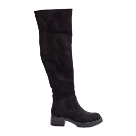 Flache Overknee-Stiefel Schwarz Filora