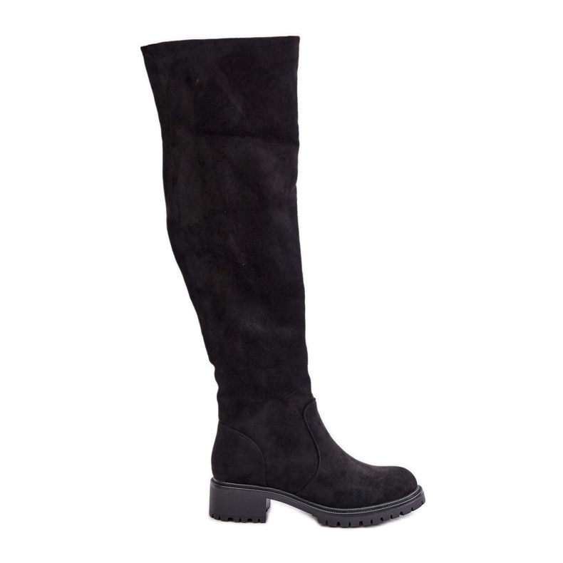 Flache Overknee-Stiefel Schwarz Filora