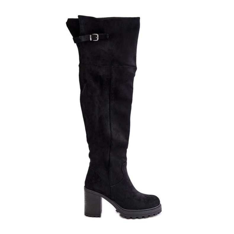 Schwarze Niaviera isolierte Overknee-Stiefel mit hohem Absatz