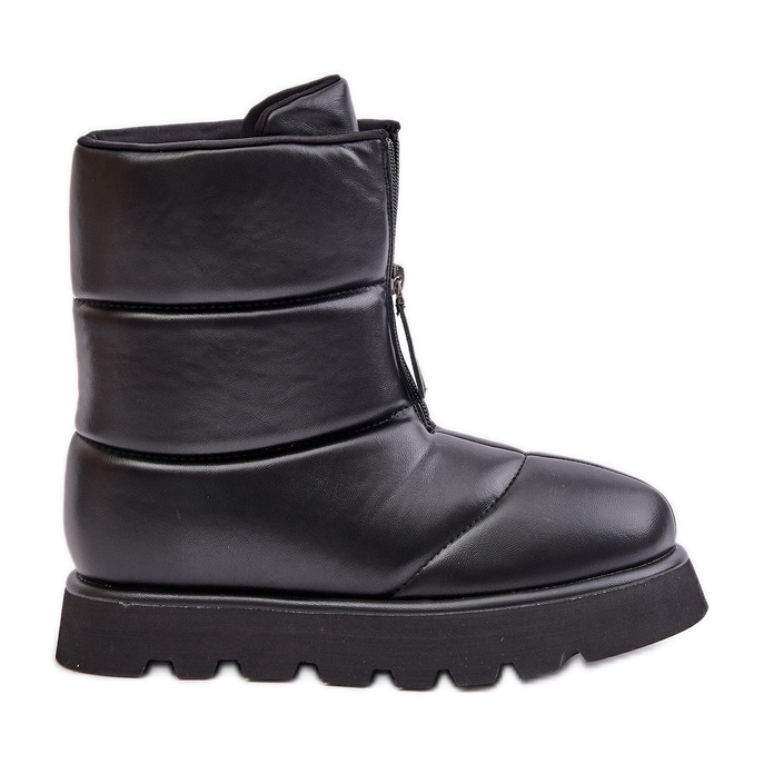 Schwarze Plateau-Schneestiefel aus Öko-Leder mit Reißverschluss Resisia