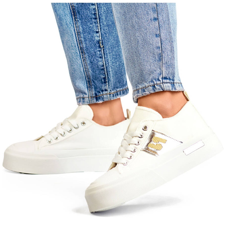 Low-Top-Sneaker mit dicker Sohle, weiß LY100W