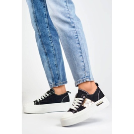 Low-Top-Sneaker mit dicker Sohle, schwarz LY100B