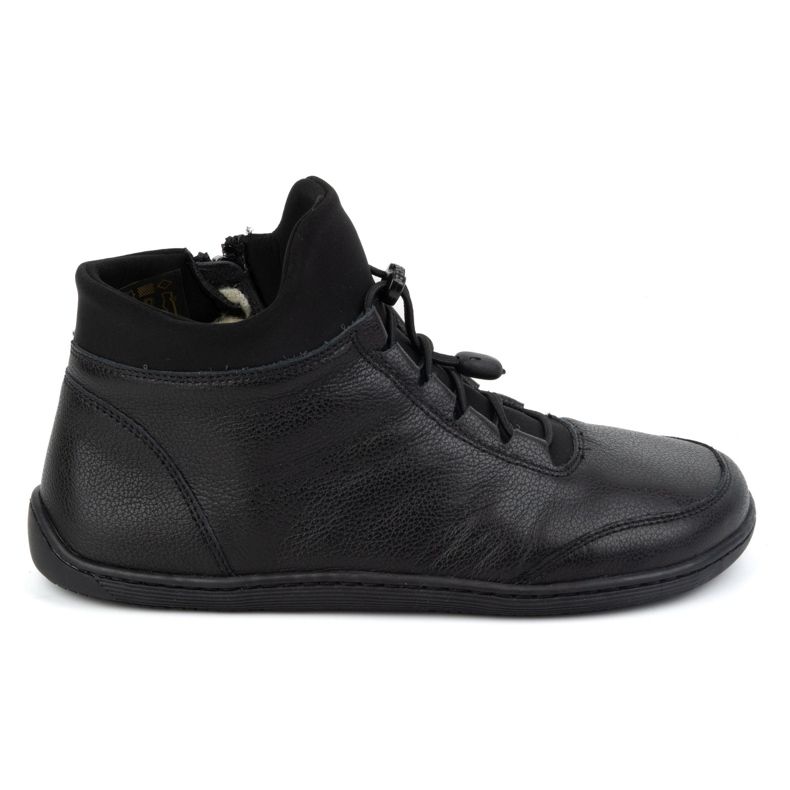 WASAK Barfuß-Damenschuhe, wollgefüttert, Leder 0767W, schwarz