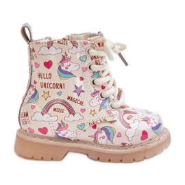 Isolierte Kinderstiefel mit Reißverschluss Einhörner Beige Tiptop