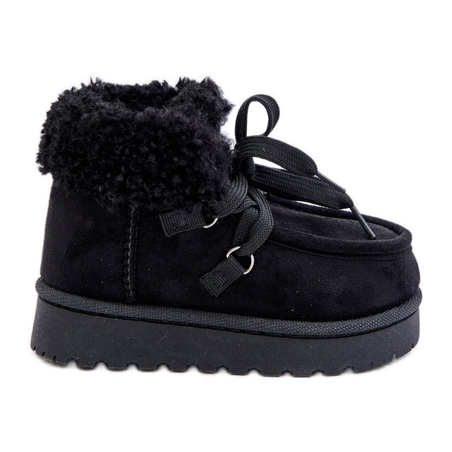 Schwarze Adelane-Schneestiefel für Kinder mit Fellisolierung