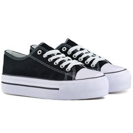 Damen-Sneaker mit niedrigem Plateau, schwarz QY832B