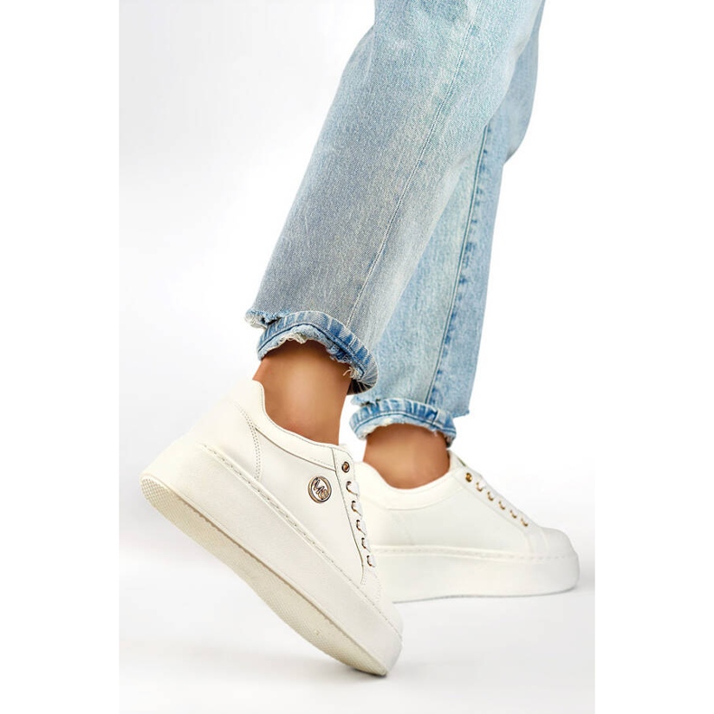 Weiße Damen-Sneaker mit dicken Sohlen TL251-9W