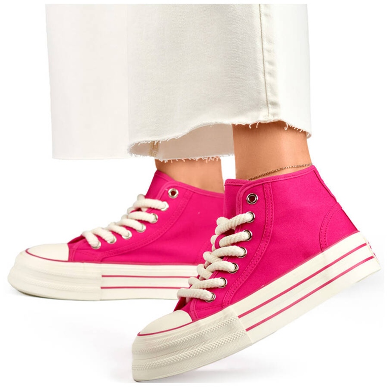 Damen-High-Top-Textil-Sneaker fuchsia BL507FU rosa