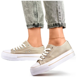 Niedrige Plateau-Sneaker für Damen, grau QY832-36D.G