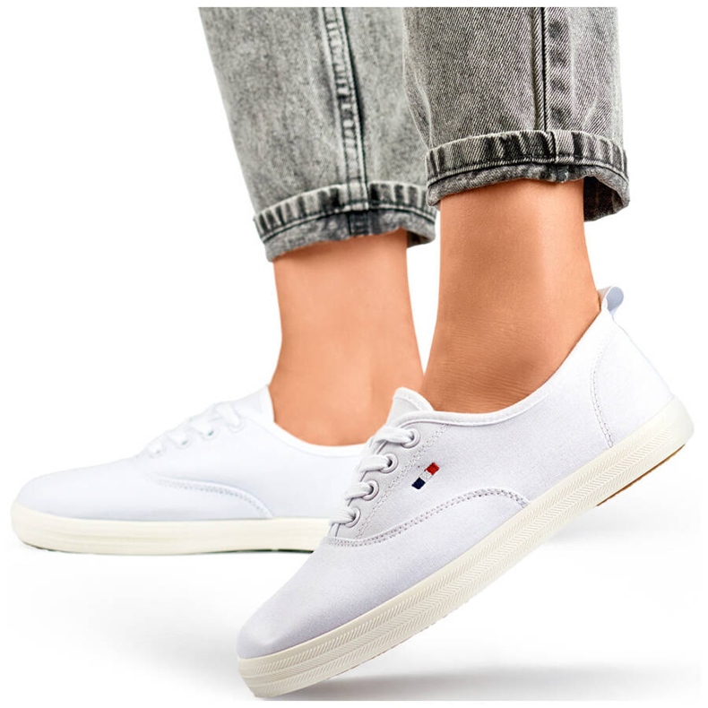 Weiße HB-6W-Sneaker für Damen mit weißer Sohle