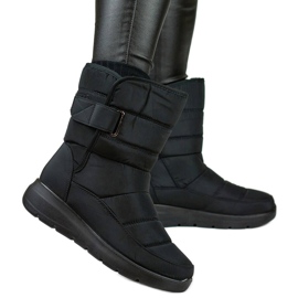 Isolierte Damen-Schneestiefel mit Klettverschluss, schwarz, 22T48B
