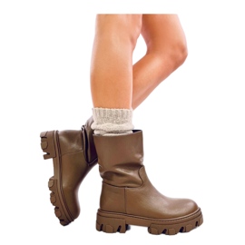 Gerade geschnittene Stiefeletten in Armeegrün