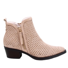 Beige durchbrochene Cowboystiefel