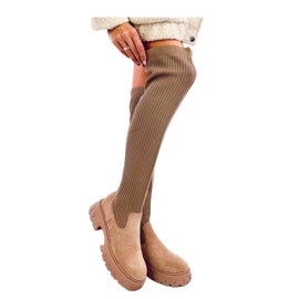 Khakifarbene Sock-Boots beige