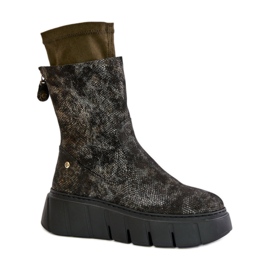 Maciejka 06766-09 Khakifarbene Stiefeletten grün