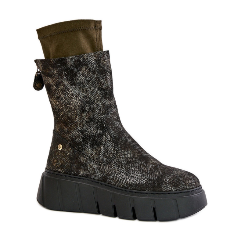 Maciejka 06766-09 Khakifarbene Stiefeletten grün