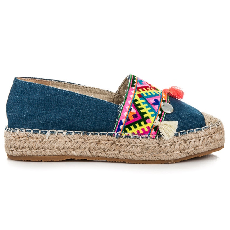 Vices Espadrilles mit ethnischem Aufdruck blau