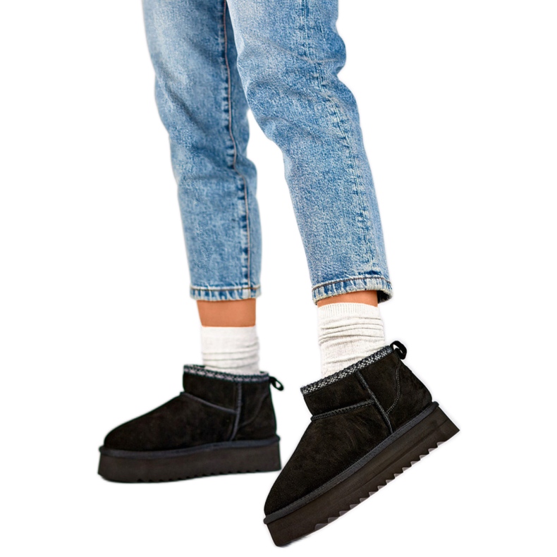 Mit Ökofell isolierte Damen-Schneestiefel YU9001B, schwarz