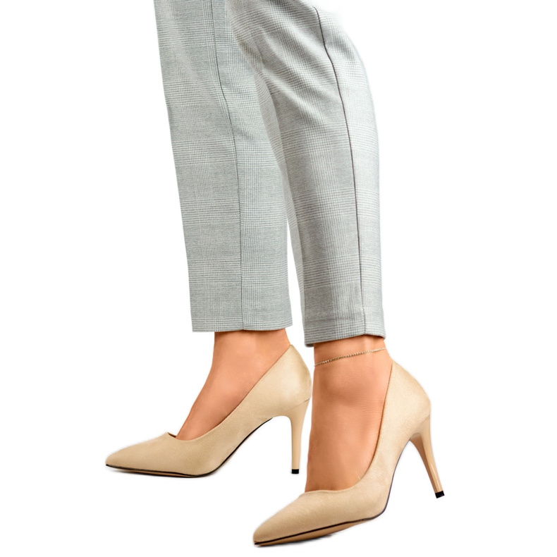 Damen-High-Heels, Öko-Wildleder B0-202BE, Beige