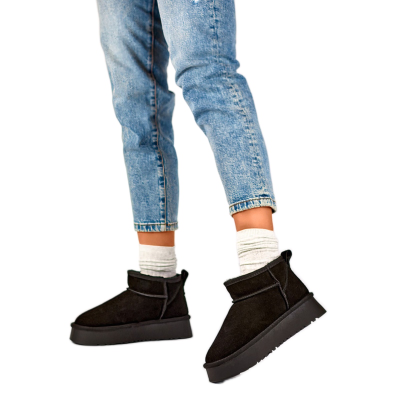 Damen-Schneestiefel mit Fellfutter XF-159B, schwarz