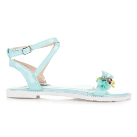 Vices Lackierte Sandalen mit einem Schmetterling grün