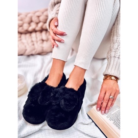 Fellpantoffeln mit Schleife Emres Schwarz