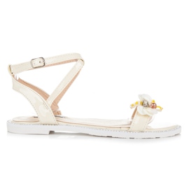 Vices Lackierte Sandalen mit einem Schmetterling gelb