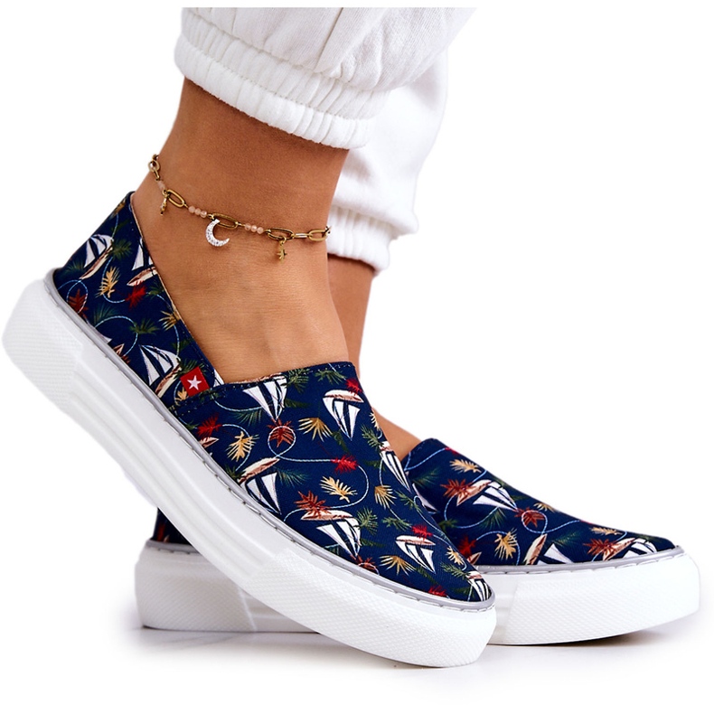 Damen Sneakers Slip On Memory Foam Big Star JJ276016 Marineblau