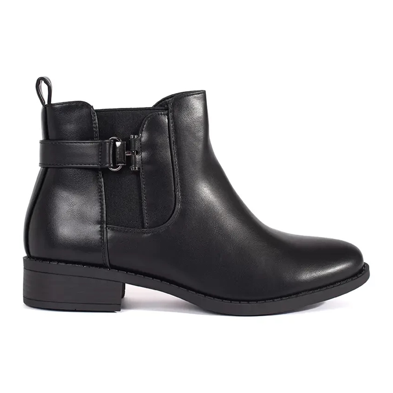 Schwarze Chelsea-Stiefel für Damen mit flachem Absatz